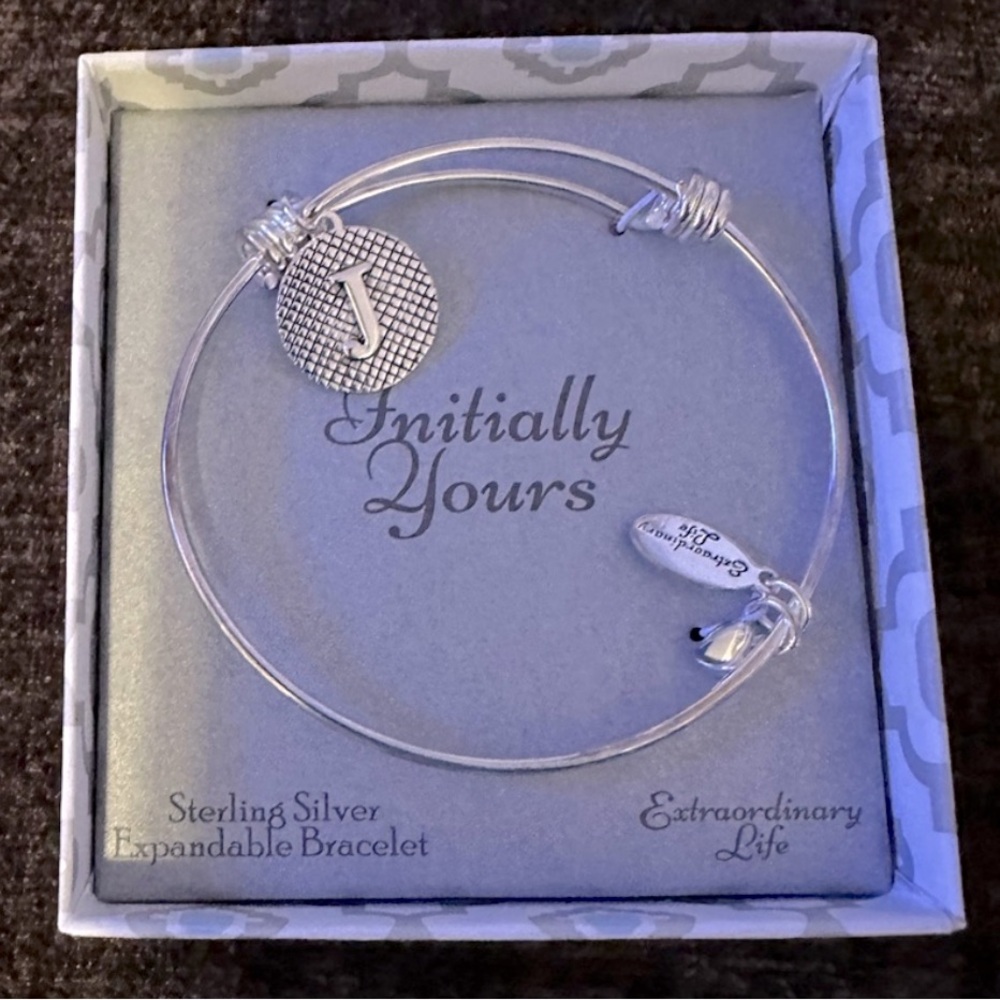 Charm bracelet Extraordinary Life sterling silver J charm‎ bracelet
